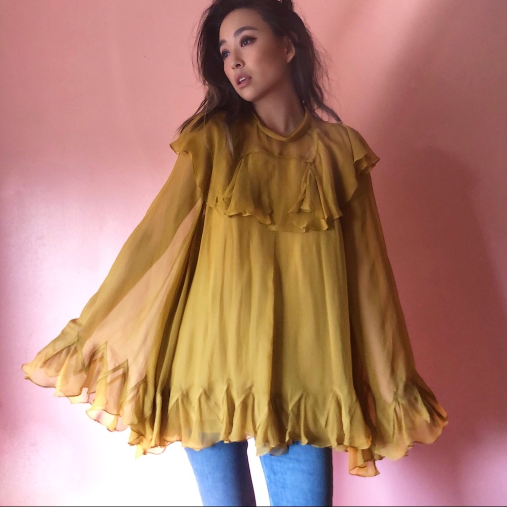 Chloé Runway Mustard Silk Georgette Blouse